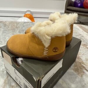 Timberland Kids Brown Boots with Cream Fur